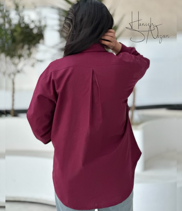 شومیز رنگ چری جنس پارچه لنین